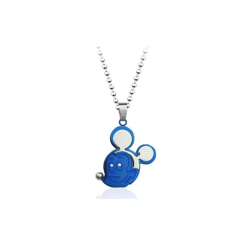 Blauwe Mickey Mouse Titanium Hanger - Gratis Ketting Blauwe Mickey Mouse Titanium Hanger - Gratis Ketting