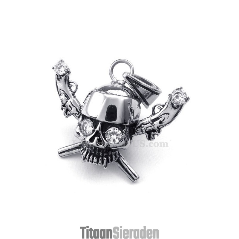 Piraten Titanium Schedel Hanger Ketting (Gratis Ketting) Piraten Titanium Schedel Hanger Ketting (Gratis Ketting)