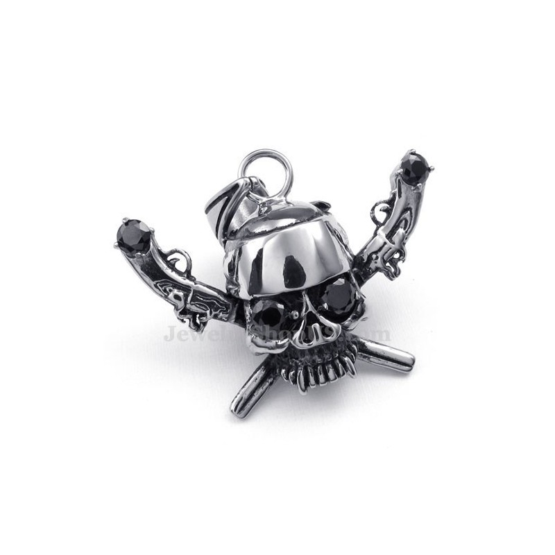 Prachtige Titanium Piratenschedel Hanger Ketting (Gratis Ketting) Prachtige Titanium Piratenschedel Hanger Ketting (Gratis Ketting)