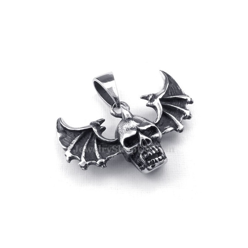 Vleugels Titanium Schedel Hanger Ketting (Gratis Ketting) Vleugels Titanium Schedel Hanger Ketting (Gratis Ketting)