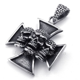 De Cross Titanium Skull Hanger Ketting (Gratis Ketting)