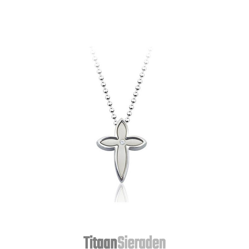 Afneembare Kruisvormige Bloem Titanium Hanger - Gratis Ketting