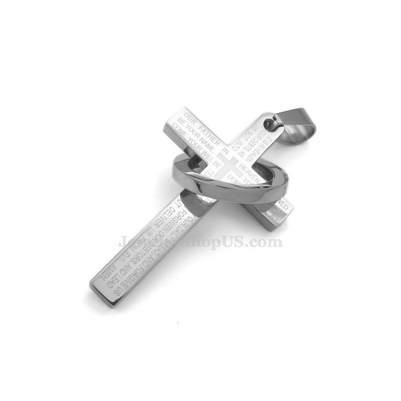 Titanium Kruishanger Met Schriftgedeelte (Gratis Ketting) Titanium Kruishanger Met Schriftgedeelte (Gratis Ketting)