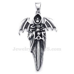Prachtige Titanium Grim Reaper Hanger Ketting (Gratis Ketting)