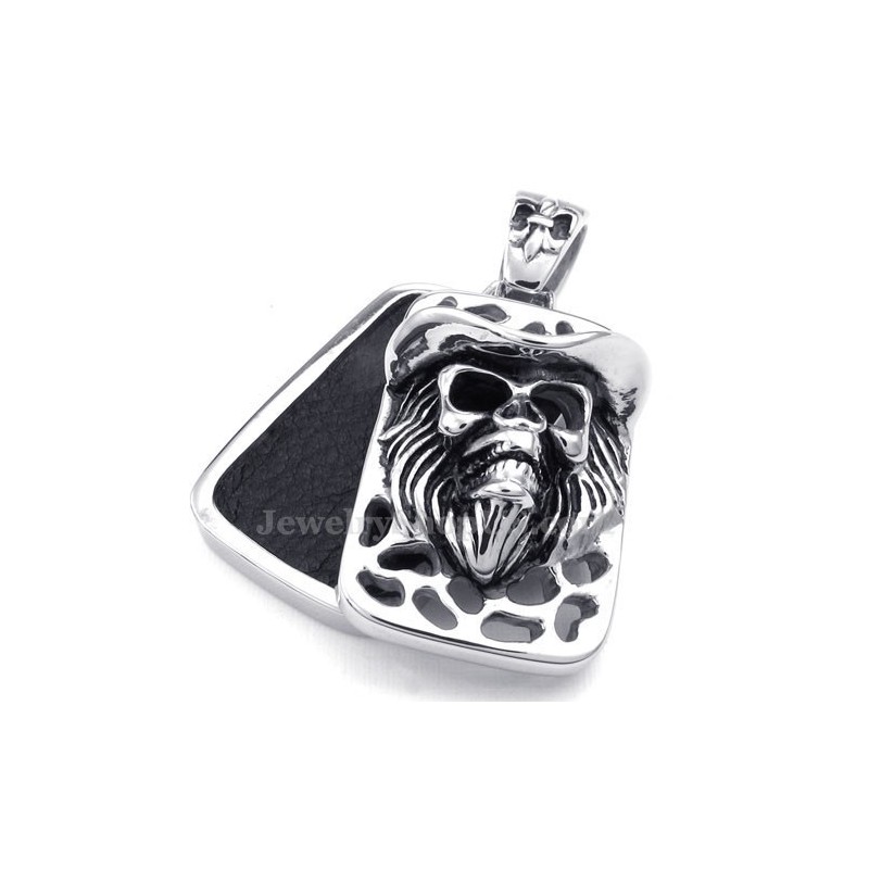 Kaarten Titanium Schedel Hanger Ketting (Gratis Ketting)