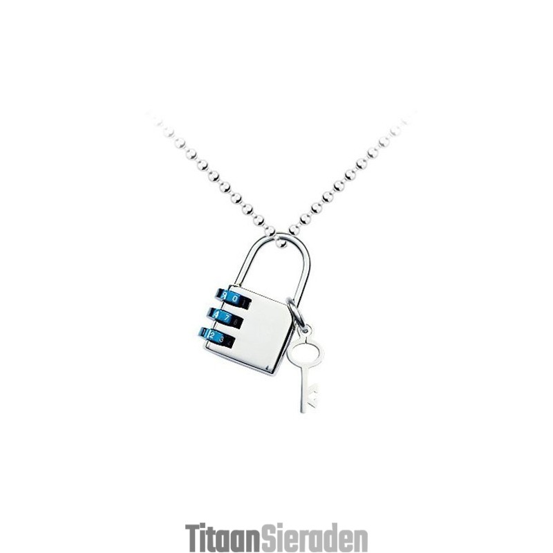 Mode Heren Gecodeerde Slot En Sleutel Titanium Hanger - Gratis Ketting