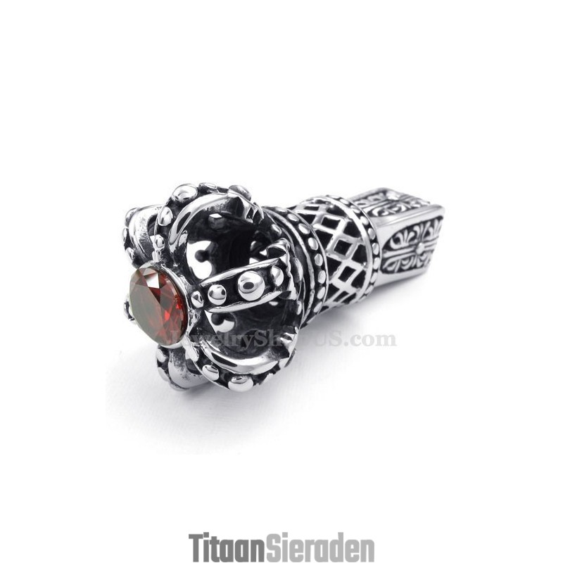 Ketting Met Keizerlijke Kroon Van Rood Zirkoon Van Titanium (Gratis Ketting) Ketting Met Keizerlijke Kroon Van Rood Zirkoon Van Titanium (Gratis Ketting)