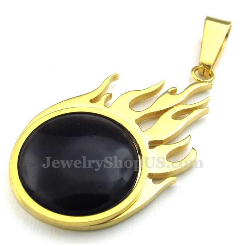 Titanium Gouden Vuurbal Hanger Ketting (Gratis Ketting)