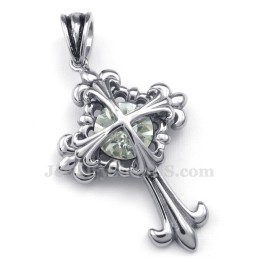 Witte Zirkoon Titanium Bloemenkruis Hanger Ketting (Gratis Ketting)