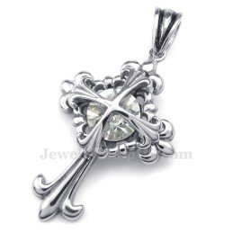 Witte Zirkoon Titanium Bloemenkruis Hanger Ketting (Gratis Ketting)