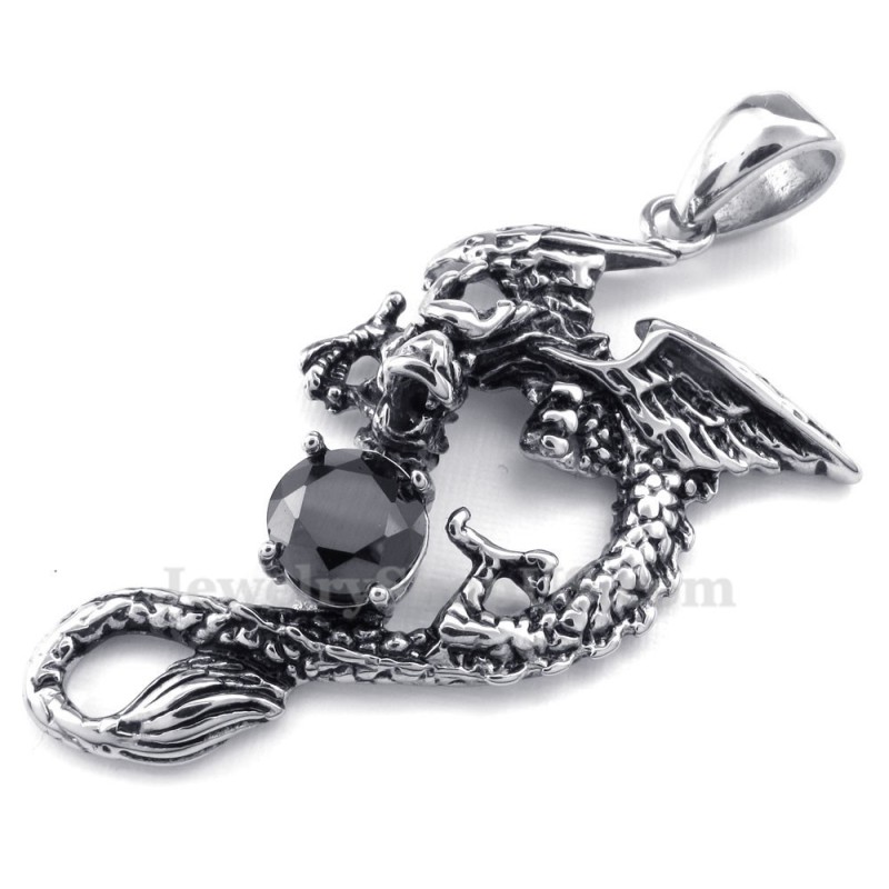 Zwarte Zirkoon Titanium Pterosaur Hanger Ketting (Gratis Ketting) Zwarte Zirkoon Titanium Pterosaur Hanger Ketting (Gratis Ketting)