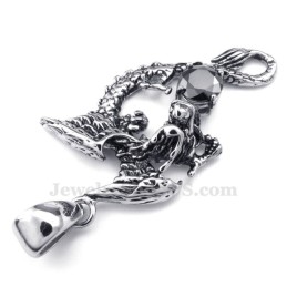 Zwarte Zirkoon Titanium Pterosaur Hanger Ketting (Gratis Ketting)