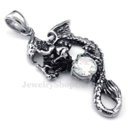 Witte Zirkoon Titanium Pterosauriër Hanger Ketting (Gratis Ketting)