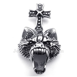 Titanium Wolfkop Hanger Ketting (Gratis Ketting)