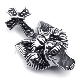 Titanium Wolfkop Hanger Ketting (Gratis Ketting)