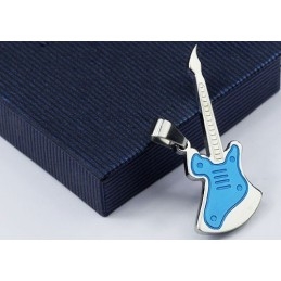 Modeblauwe Gitaar Titanium Hanger - Gratis Ketting