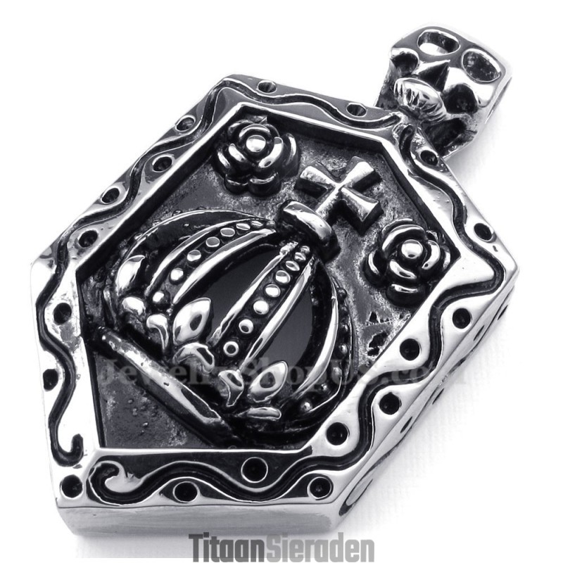 Titanium Imperial Crown Hanger Ketting (Gratis Ketting)