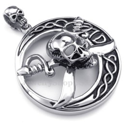 Titanium Piratenschedel Hanger Ketting (Gratis Ketting)