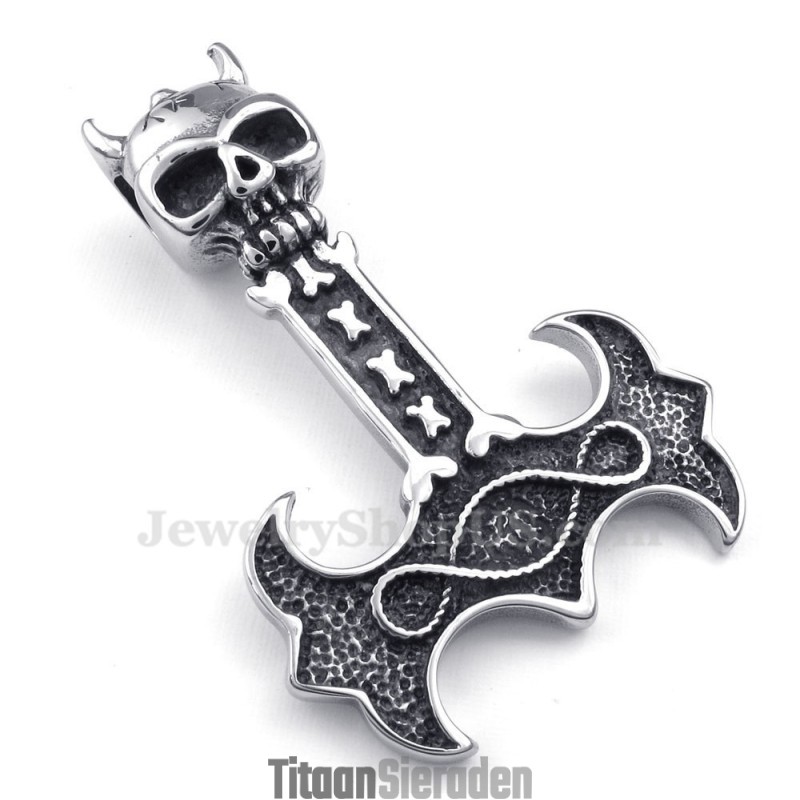 Titanium Thor'S Hammer Hanger Ketting (Gratis Ketting)