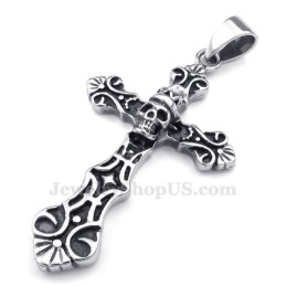 Schedel Titanium Kruis Hanger Ketting (Gratis Ketting)