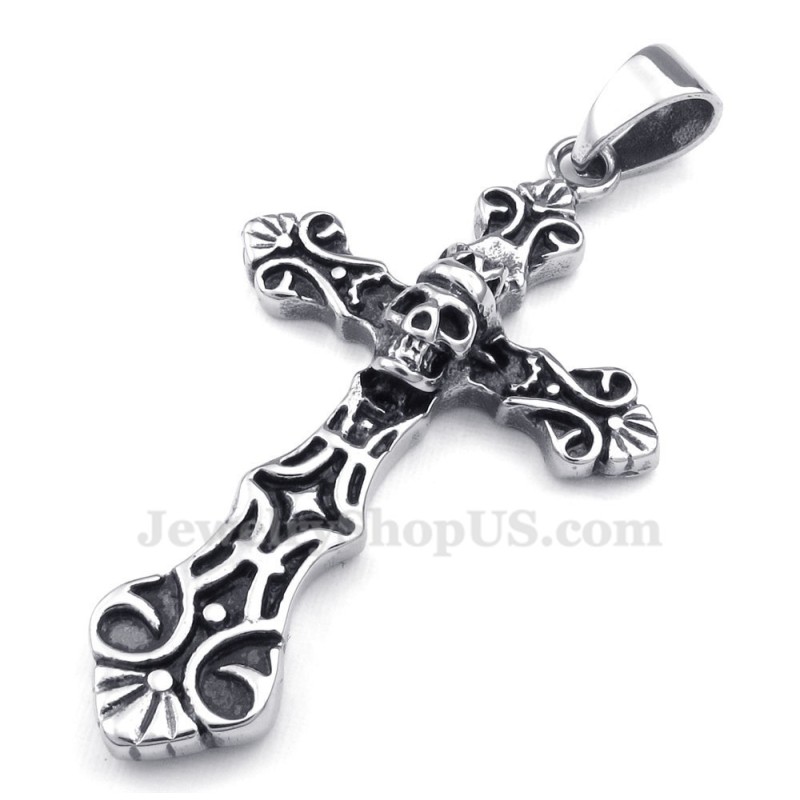 Schedel Titanium Kruis Hanger Ketting (Gratis Ketting) Schedel Titanium Kruis Hanger Ketting (Gratis Ketting)