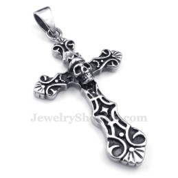 Schedel Titanium Kruis Hanger Ketting (Gratis Ketting)