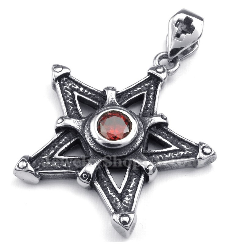 Rode Zirkoon Titanium Ster Hanger Ketting (Gratis Ketting) Rode Zirkoon Titanium Ster Hanger Ketting (Gratis Ketting)