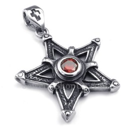 Rode Zirkoon Titanium Ster Hanger Ketting (Gratis Ketting)
