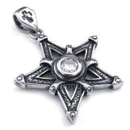 Witte Zirkoon Titanium Ster Hanger Ketting (Gratis Ketting)