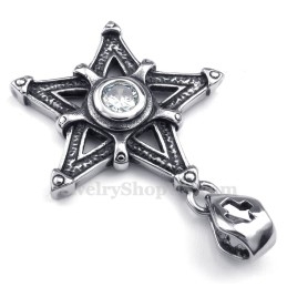 Witte Zirkoon Titanium Ster Hanger Ketting (Gratis Ketting)