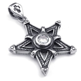 Witte Zirkoon Titanium Ster Hanger Ketting (Gratis Ketting)
