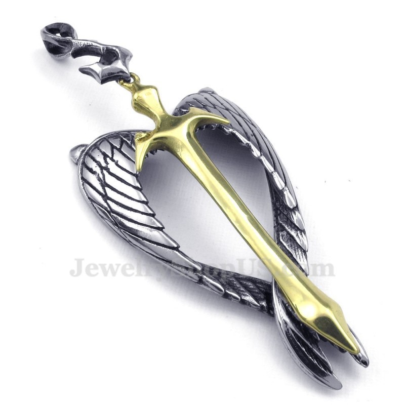 Wings Titanium Gouden Kruis Hanger Ketting (Gratis Ketting) Wings Titanium Gouden Kruis Hanger Ketting (Gratis Ketting)