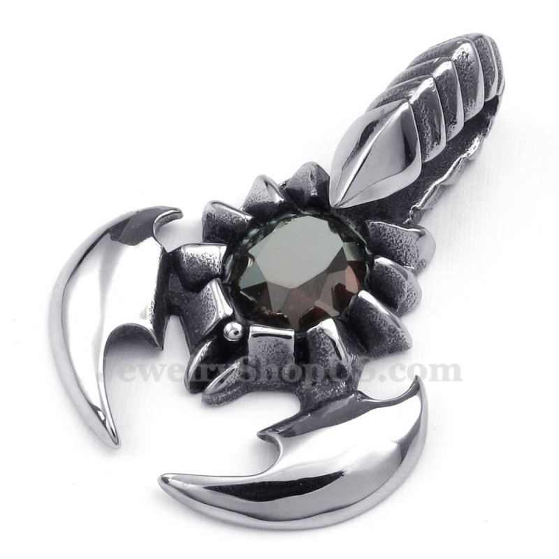 Ketting Met Rode Zirkoon En Schorpioen Van Titanium (Gratis Ketting)