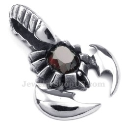 Ketting Met Rode Zirkoon En Schorpioen Van Titanium (Gratis Ketting)