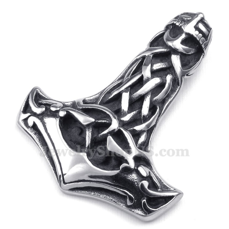 Schedel Titanium Thor'S Hamer Hanger Ketting (Gratis Ketting)