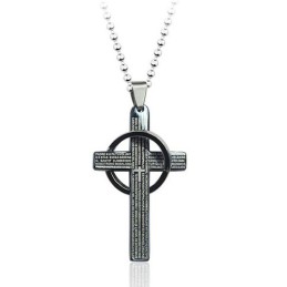 Heren Bijbelkruis Zwarte Titanium Hanger - Gratis Ketting