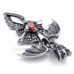 Rode Zirkoon Titanium Pterosauriër Hanger Ketting (Gratis Ketting)