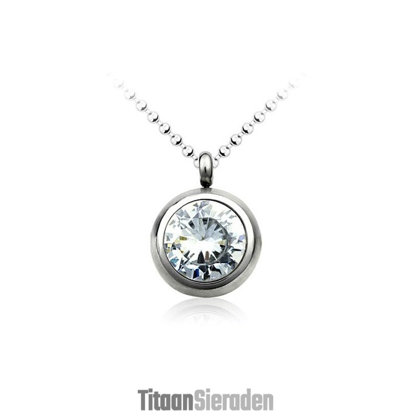 Mode Titanium Hanger Met Diamant - Gratis Ketting Mode Titanium Hanger Met Diamant - Gratis Ketting