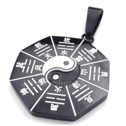 Zwarte Acht Diagrammen Titanium Hanger Ketting (Gratis Ketting)