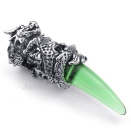 Groene Titanium Drakentand Hanger Ketting (Gratis Ketting)
