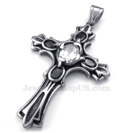 Witte Zirkoon Titanium Kruishanger Ketting (Gratis Ketting)