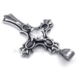 Witte Zirkoon Titanium Kruishanger Ketting (Gratis Ketting)