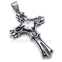 Witte Zirkoon Titanium Kruishanger Ketting (Gratis Ketting)