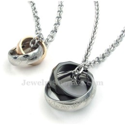 Titanium Dubbele In Elkaar Grijpende Ringen Hanger Ketting (Gratis Ketting) (Één Paar)