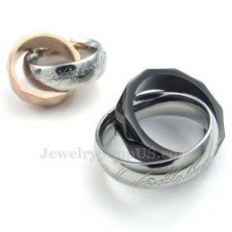 Titanium Dubbele In Elkaar Grijpende Ringen Hanger Ketting (Gratis Ketting) (Één Paar)
