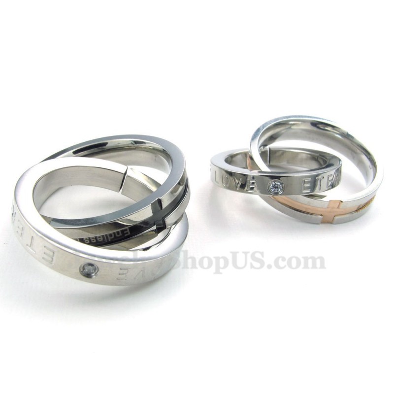 Titanium Koppels In Elkaar Grijpende Ringen Hanger Ketting Liefdescadeau (Gratis Ketting) (Één Paar) Titanium Koppels In Elkaar Grijpende Ringen Hanger Ketting Liefdescadeau (Gratis Ketting) (Één Paar)