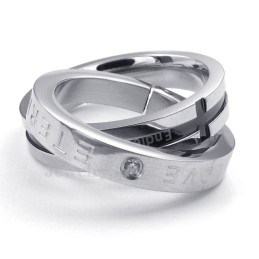 Titanium Koppels In Elkaar Grijpende Ringen Hanger Ketting Liefdescadeau (Gratis Ketting) (Één Paar)