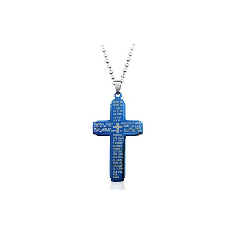 Blauwe Bijbel Titanium Kruis Hanger - Gratis Ketting Blauwe Bijbel Titanium Kruis Hanger - Gratis Ketting