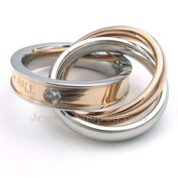 Titanium Koppels In Elkaar Grijpende Cirkels Hanger Ketting (Gratis Ketting) (Één Paar)