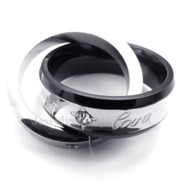 Titanium Koppels In Elkaar Grijpende Cirkels Hanger Ketting (Gratis Ketting) (Één Paar)